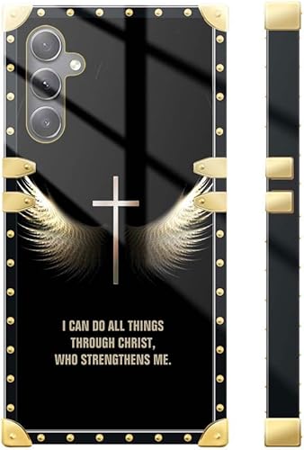 Miniatura 3 de DJSOK Funda compatible con funda para Samsung Galaxy A14 5G, J Bible Cross Wing Galaxy A14 5G, funda cuadrada de lujo, TPU suave brillante, a prueba