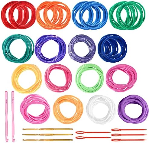 Allazone 298PCS Loom Potholder Loops Weaving Craft Loom Loops, Weaving Loom Kit, 12 Colors Potholder Loops with Crochet Hook for DIY Crafts Supplies