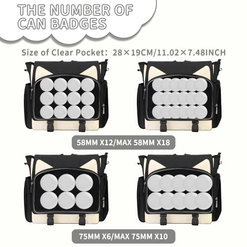 TINYAT Ita Bag Backpack for School Kawaii Pin Display Bag Aesthetic Cat Backpack Anime Cosplay Crossbody Messenger Bags Girls Women Student - Image 5