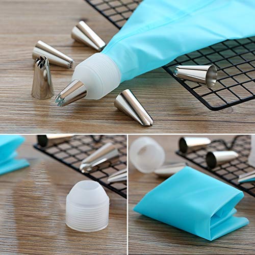 S.B. SHALU BHAI Nozzles 12Piece Cake Decorating Set Frosting Icing Piping Bag Tips with Steel Nozzles. Reusable & Washable. 2