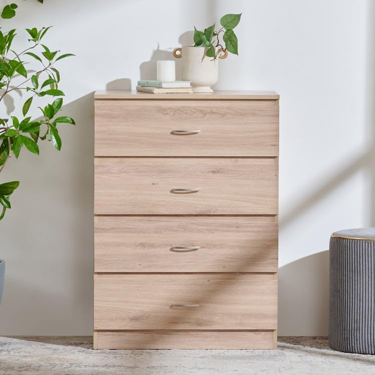 Image of Home Centre Engineered Wood Helios Alton Chest of 4 Drawers, Wood, Brown