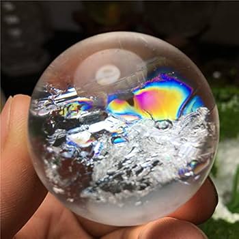 Amazon.co.jp: 天然白水晶虹入り丸玉 虹入り丸玉 水晶 クリスタル 風水