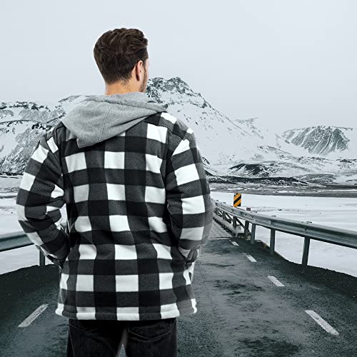 Image of TrailCrest Men's Warm Sherpa Lined Hoodie Fleece Shirt Jacket, Classic Zip Up Buffalo Plaid (Regular and Big & Tall Sizes)
