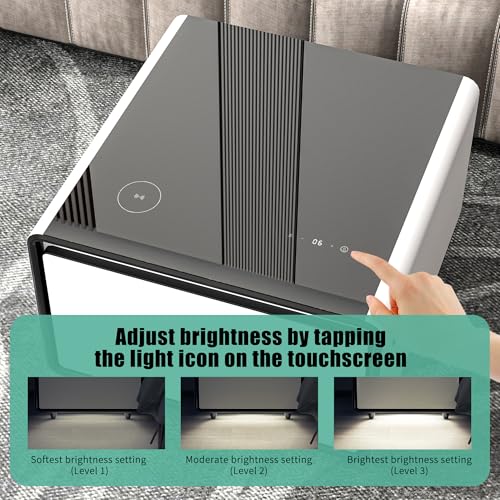 ZeHuoGe Modern Smart Side Table with Built-in Fridge, Wireless Charging, Temperature Control, Power Socket, USB Ports, Outlet Protection, Induction Light (Black+White)