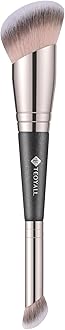 Dual-Ended Foundation Under Eye Concealer Brush, Curved Angled Contour Synthetic Bristles for Liquid Cream Powder