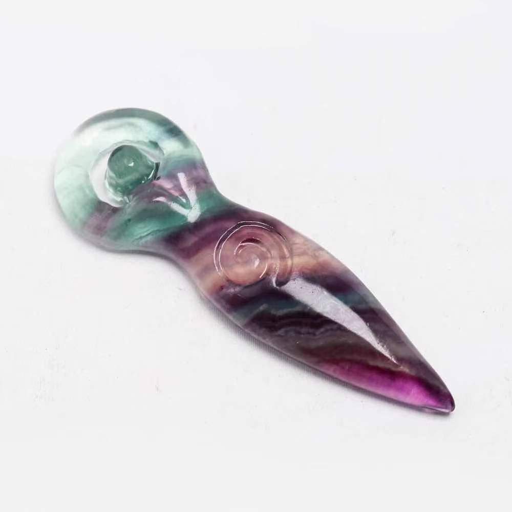 SnamicE Natural crystal rough 1pc Spiritual Wonderful Crystal Mini Sized Natural Fluorite Goddess Statue,