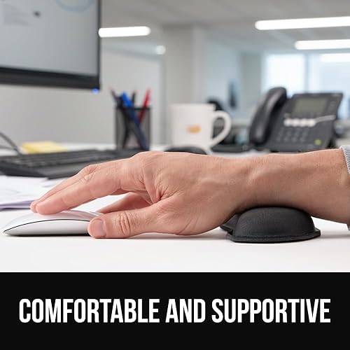 Miniatura 8 de GORILLA GRIP Reposamuñecas de espuma viscoelástica de gel sedoso para computadora y alfombrilla de mouse, soporte de escritura de diseño ergonómico