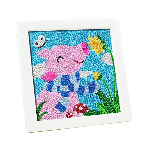 DIY Diamond Art for Kids Cute Small and Easy 5D Full Drill by Number Painting with Frame Kit Broderie pour Filles Garçons Débutants 6 * 6 pouces Cover