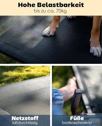 lionto Hundebett aus Textilene-Stoff, (L) 100 x 76 cm, Schwarz