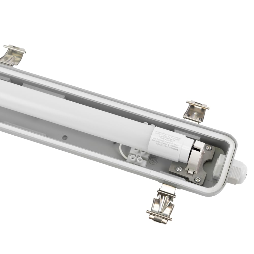 LUXULA 4er Pack LED Wannenleuchte 150cm mit 1x 22W LED Röhren T8 G13 Sockel, 4000K Neutralweiß, 2200lm - IP65 Feuchtraumleuchte für Werkstatt Keller Garage