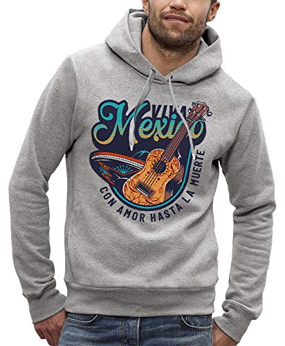 Sweat à capuche homme Dia de los Muertos guitare et sombrero Viva Mexico