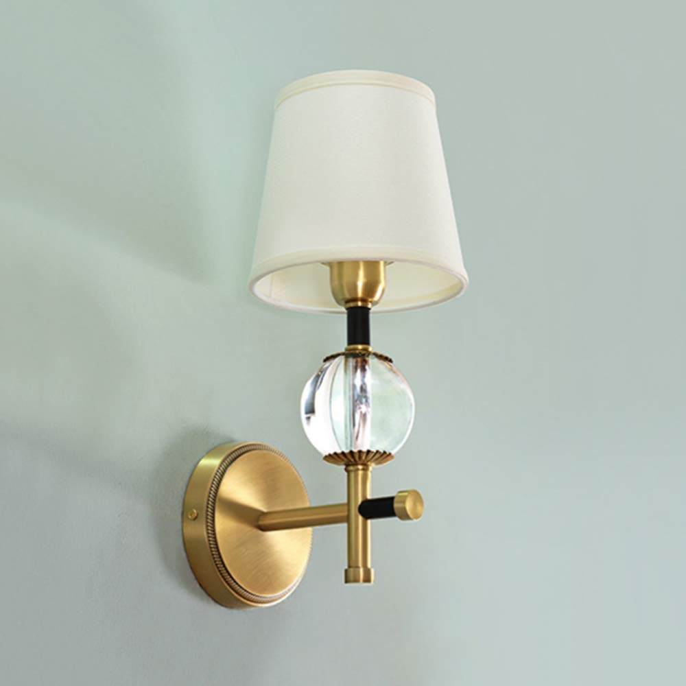 ASerZenith Led Wall Lamp, Bedroom Single Head, Hotel Room Corridor Pure Copper Wall Sconces, Double Headation Fixture(Single Head)