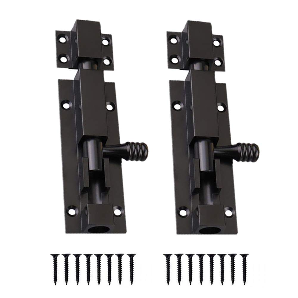 NVSFZGIYG Lock Latch,Sliding Bolt,Door Bolts,2pcs Barrel Latches, Black Solid Slide, Security Gate for Home Yard Garden