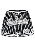 SHENHE Men's Summer Graphic Shorts Drawstring Waist Sports Track Shorts Los Light Black and White Small