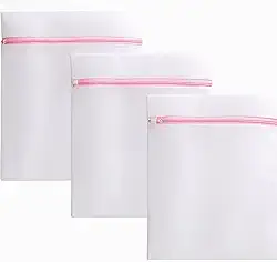 Kit Sacos de Lavar Roupas Delicadas com 3 Tamanhos Diferentes, Fechamento com Zíper, Protetor de Lingeries, Peças Finas e Organizador