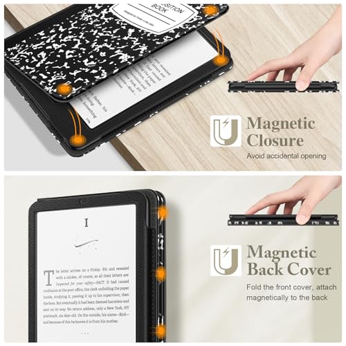 Image of Fintie Case for 7 inch /6.8 inch Kindle Paperwhite(12th /11th Generation-2024 /2021) and Kindle Colorsoft Signature Edition -Slim Foldable Stand Cover Auto Wake /Sleep for Paperwhite 2024, Composition Book