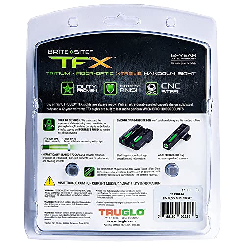 Image of TRUGLO TFX Handgun Sight | Durable Shock-Resistant Compact Brightly Glowing Tritium & Fiber-Optic Xtreme Day /Night Sight for Handguns