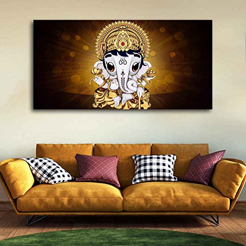 Image of VIBECRAFTS Canvas Paintings for Living Room Drawing Room Little Ganesha Canvas Wall Painting Fitted With Wooden Frame For Home | Office | Living Room | Gift (PTVCH 2497)