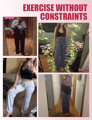 1/3 Pack Wide Leg Yoga Pants for Women, Comfy Lounge Pajama Sweatpants Loose Causal Palazzo with Pockets
