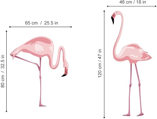Miniatura 5 de decalmile Calcomanías de pared de flamenco rosa, calcomanías de pared para dormitorio, sala de estar, habitación de los niños, decoración de pared