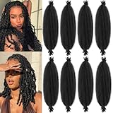 Springy Afro Twist Hair 18inch Marley Twist Braiding Hair 8 Packs Pre Separated Wrapping Hair for Soft Locs Kinky Twist Crochet Hair for Women (1B, 18Inch (Pack of 8))