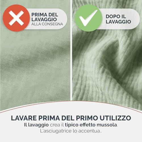 Blumtal Coperta Mussola Matrimoniale 150X200 Cm - Certificata OEKO-TEX - Cotone Estivo 100% - Telo Copridivano Colore Verde - 3