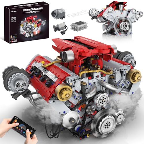 Suplanet V8 Engine Building Kit That Works, Build Your Own Model Engine for Adult,8-Cylinder Car Engine with Spray & Light, Building Engineering Toys for Kids, Adults (3168PCS)