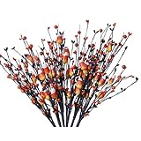 LLZLL 6 PCS Halloween Picks,17in/43cm Tall Artificial Fall Stems Halloween Berry Spray with Fake Candies for Holiday and Fall Decor