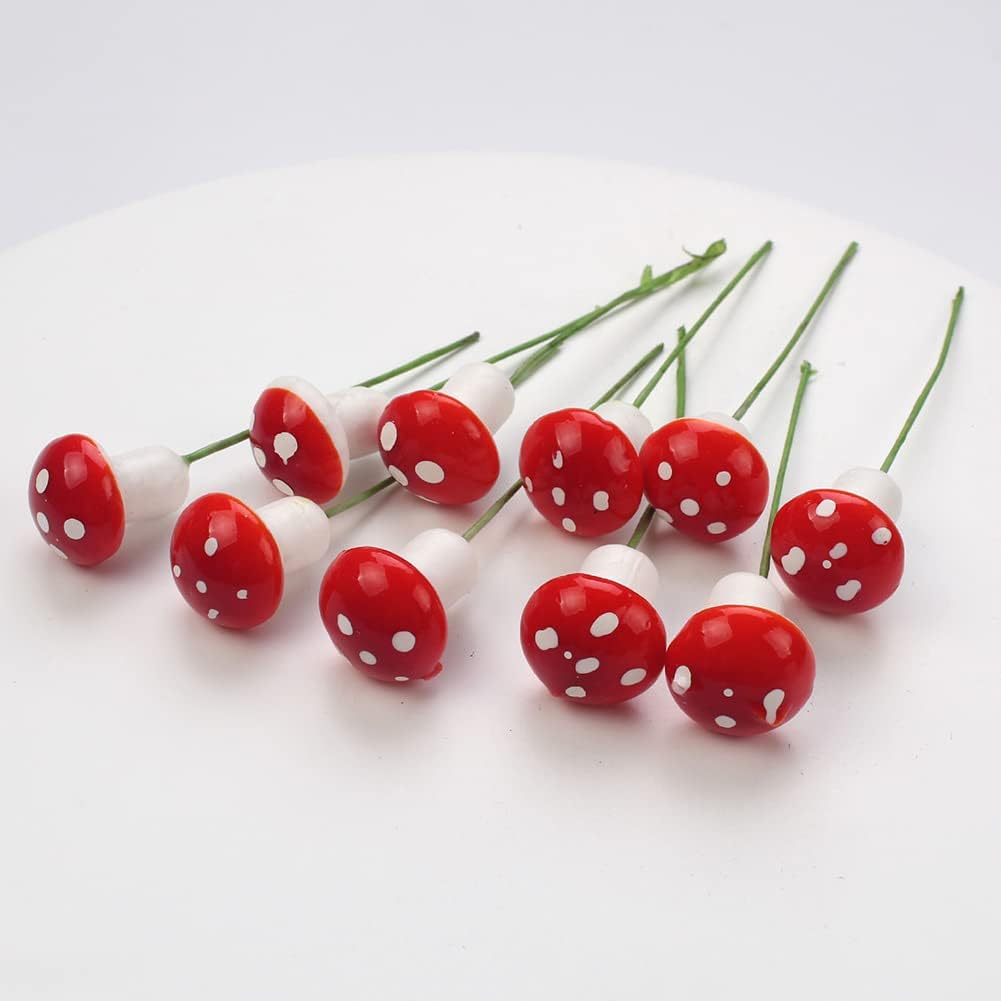 100 Pcs 2cm Mini Foam Mushroom Ornaments for Miniature Gardens, Fairy Gardens, and Home Decor