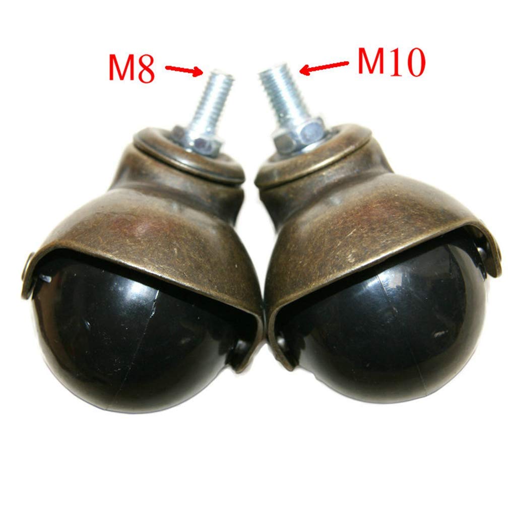 Ruote girevoli a Sfera in Bronzo Anticato da 2 Pollici, con Filettatura M8/M10, per sedie da Ufficio, divani e tavolini, Resistenti ed Eleganti (M10, 10 Pezzi)