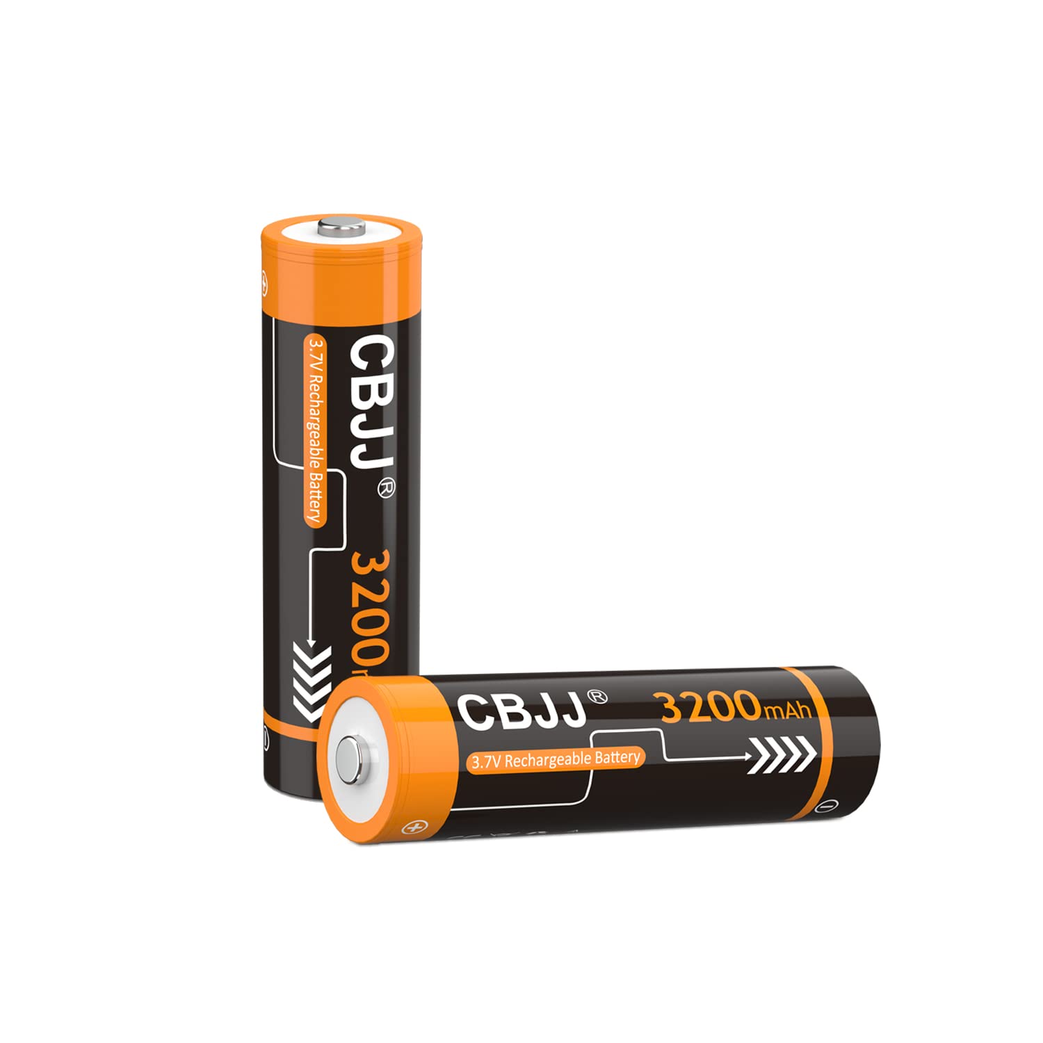 3.7V 18650 Rechargeable Battery, 3.7V 18650 Battery 3200mAh Button Top Type Battery for Doorbells, Flashlights, Headlamps & More, 2 Pcs