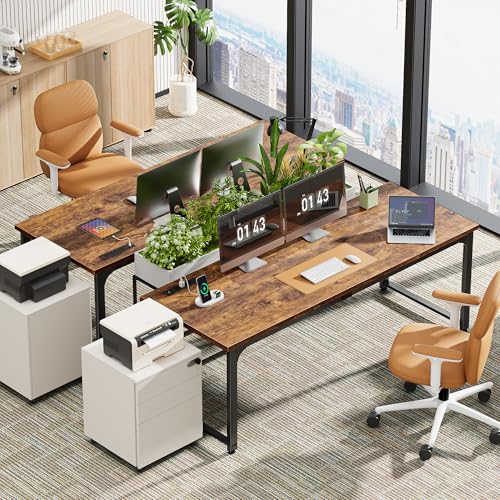 Huuger 63 x 24 inch Desk with Power Outlets & USB-C, Deeper & Thicker Desktop, Robust Metal Tubes, Computer Desk, Heavy Duty Office Desk, Work Gaming Desk, for Home Office, Rustic Brown