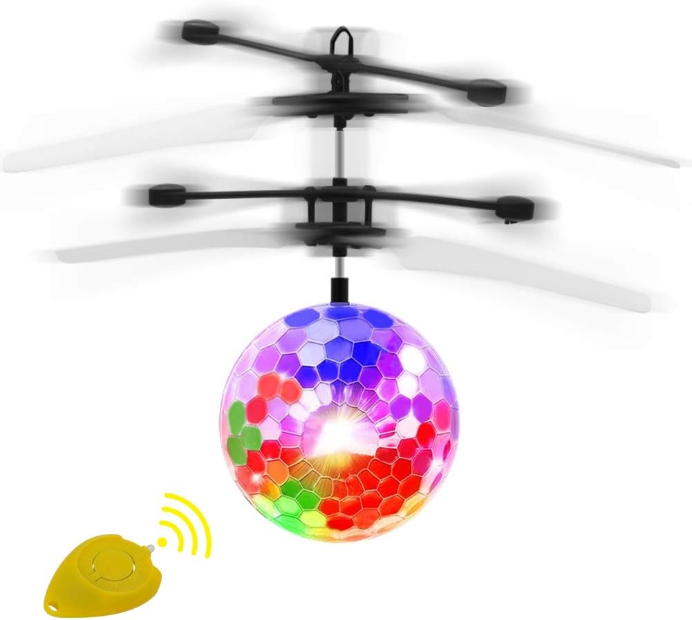Geekercity Mini Flying RC Drone Helicopter Infrared Induction LED Remote Ball Mini Aircraft Toys for Kids Teenagers Children