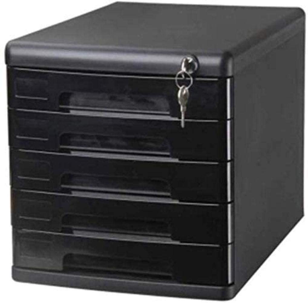 HH-CCFile cabinets File Cabinets Plastic Filing Cabinet Data Cabinet Drawer Desktop Cabinet Storage Box 5-layer bookcase (Color : Black)