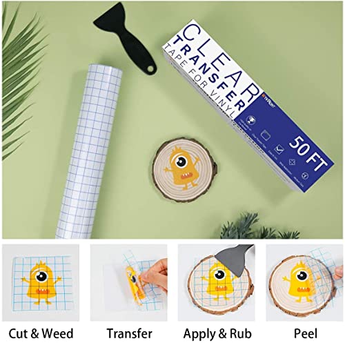 HTVRONT Transfer Tape for Vinyl -12" x 50FT(30.5 * 1524 cm) Blue Grid Vinyl Transfer Tape Roll for Decals,Signs, Stickers - Image 3