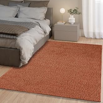 homeart Area Rug - Super Soft Shaggy Rugs For The Living Rooms, Bedrooms And Kitchen - Modern, Easy To Clean Carpet - 120 cm Square, Terra