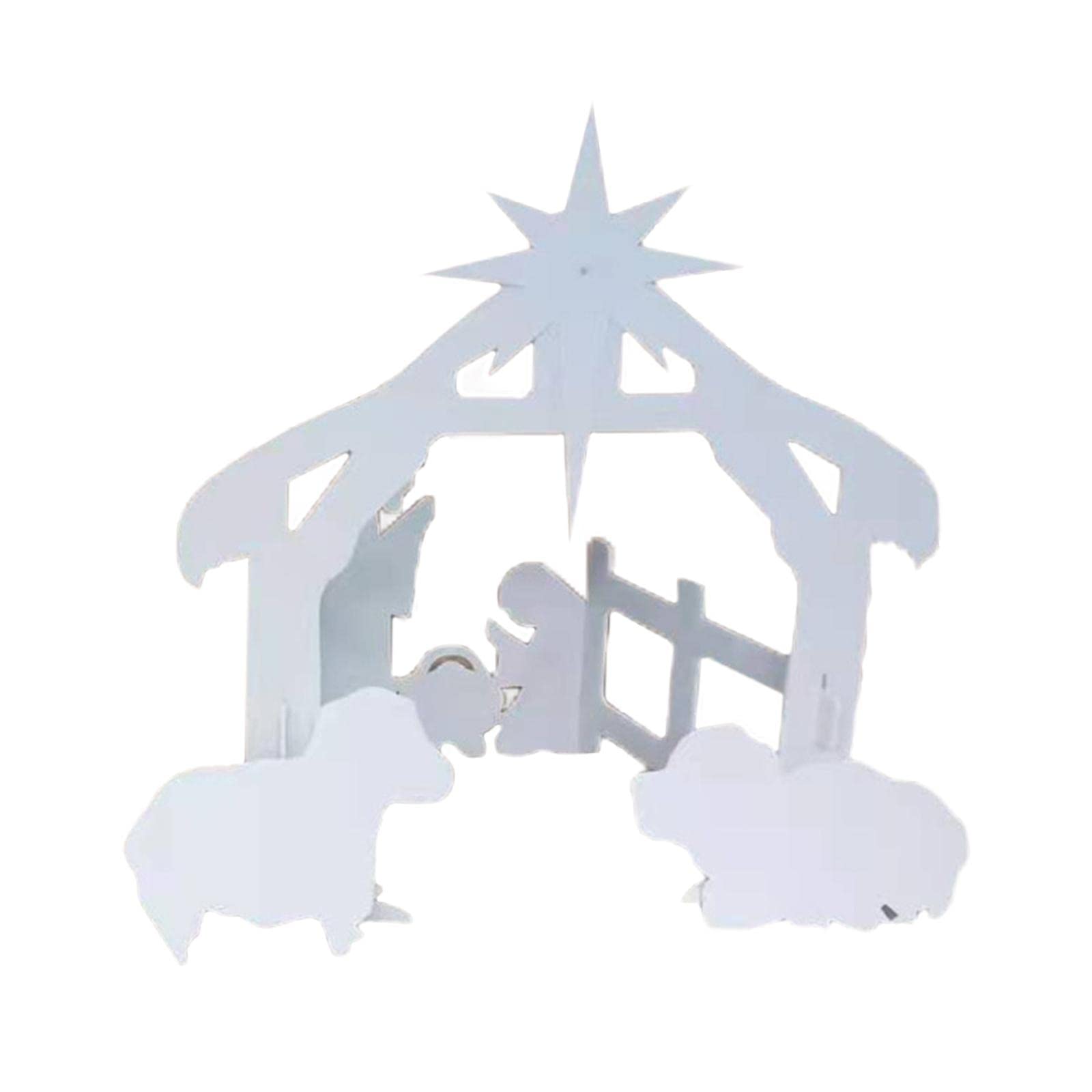 ATORSE® Outdoor Nativity Scene Scene Display Decoration Plastic Board for White 44X27X50Cm