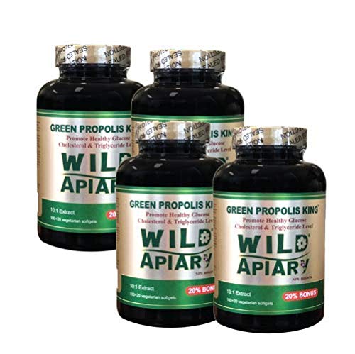 Buy 3 get 1 Free - Wild Apiary Brazilian Green Bee Propolis King Capsule-Non Alcoholic, Wax Free, Sugar Free, 120 Vegetarian Softgel