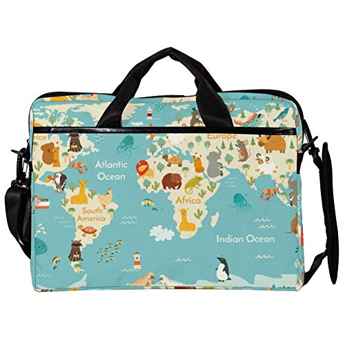 Sac bandoulière ordinateur 14 pouces sacoche PC portable 15" motif carte du monde