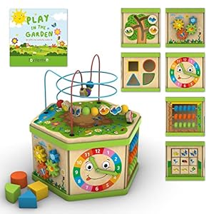 TOYVENTIVE Wooden Kids Baby Activity Cube – Gifts for 1 One, 2 Year Old Boys, Educational Learning Developmental Toddler…
