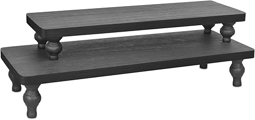 Miniatura 17 de Ikee Design Juego de 3 piezas de soporte elevador de madera, soporte elevador de madera para cupcakes y postres para joyas, monitor, apilable