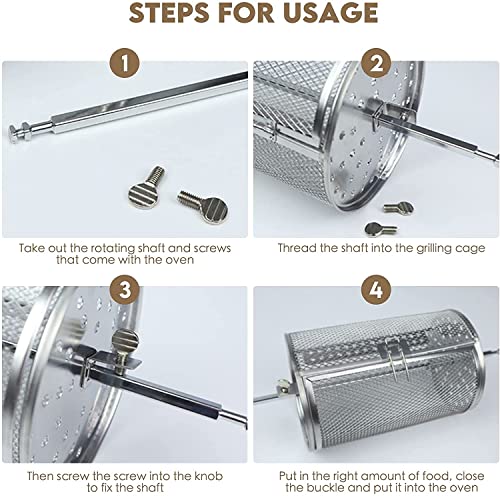 Grillmand, draaispies, rotisseriemand, draaispies, roestvrij staal, gegrilde kooi, oven, 360° rolbraden, mand, oven… - Image 6