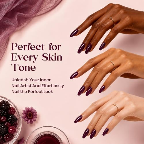 Image of Beetles Purple Gel Nail Polish - Blackberry Wine 15ML Jelly Gel Polish Neutral Deep Purple Nail Polish Sheer Translucent Wine Color Gel Soak Off UV LED French Nail Art Salon DIY Manicure Gift