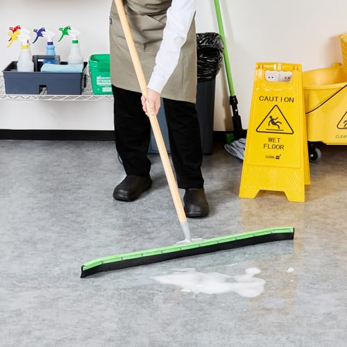 Restaurantware-SQUEEGEE ONLY: Clean Tek Professional 35.83 Inch Curved Floor Squeegee, 1 Broom With Rubber Blade - Handle Sold Separately, Heavy-Duty, Green Steel Wiper For Floor by Restaurantware - Image 5