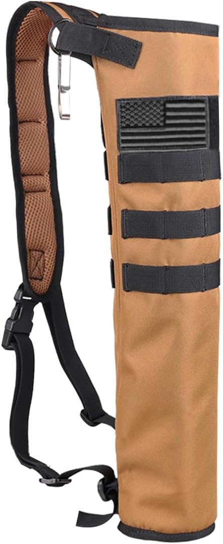 KRATARC Archery Lightweight Back Arrow Quiver Foldable Compact Hip Arrows Bag with Molle System Hanged for Target Shooting (Brown- Diameter 4'')