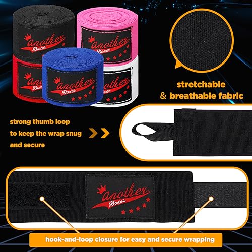 Jenaai 10 Pairs Elastic 180 Inch Boxing Hand Wraps Bulk Martial Arts Hand Wraps Boxing Wrist Wraps for Men Women Kickboxing MMA Muay Thai Boxing Wrist Protection, 5 Colors