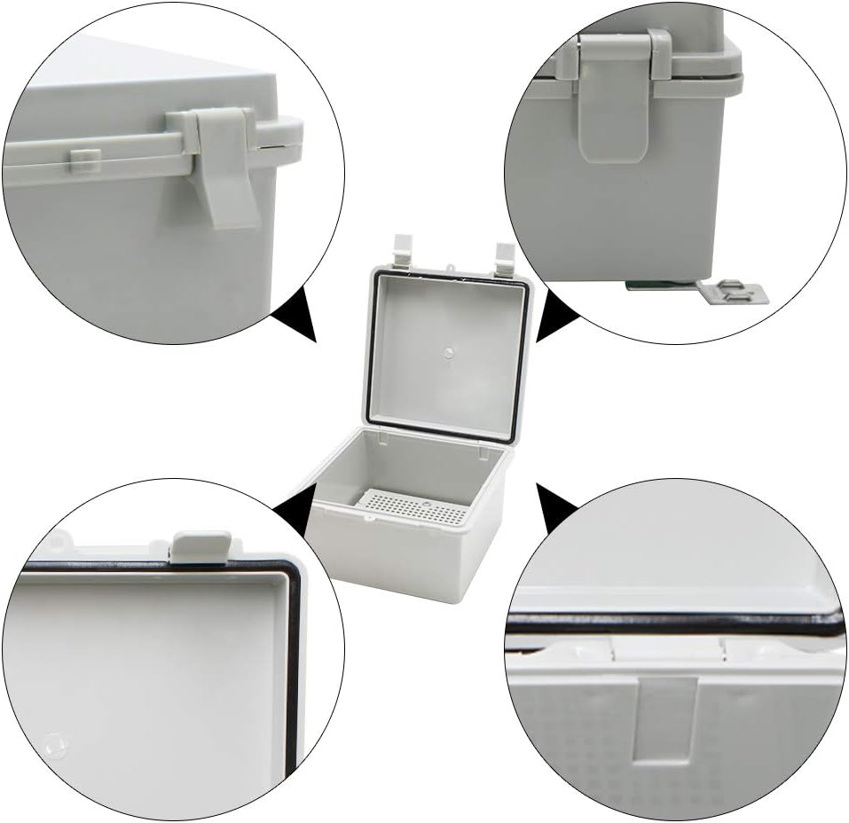 MAKERELE Waterproof Junction Box Outdoor Junction Box ABS Plastic Waterproof Universal Electrical Project Box (Grey Cover, 11.8 * 7.8 * 6.3 Plastic latches)