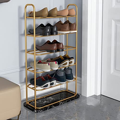 Étagère à chaussures en métal 5 niveaux avec base en marbre pour l'entrée - 4