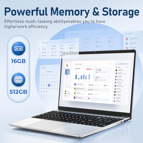 Image of 2026 Laptop Computer, 15.6 Inch Windows 11 Pro Laptops, 16GB RAM 512GB SSD, Traditional Portable Lap top with Core M3 Processor and Built-in Cooling System for Business & Students