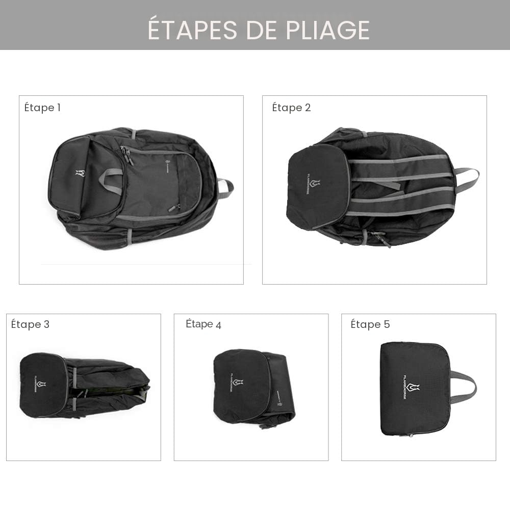 30L Sac À Dos Imperméable Pliable Haute Capacité Ultralight Robust Pour Randonnée Camping Voyage Outdoor Hommes Femmes (noir)